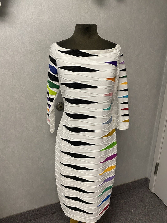 Revamped White Multi Hand Painted Dress Size 16