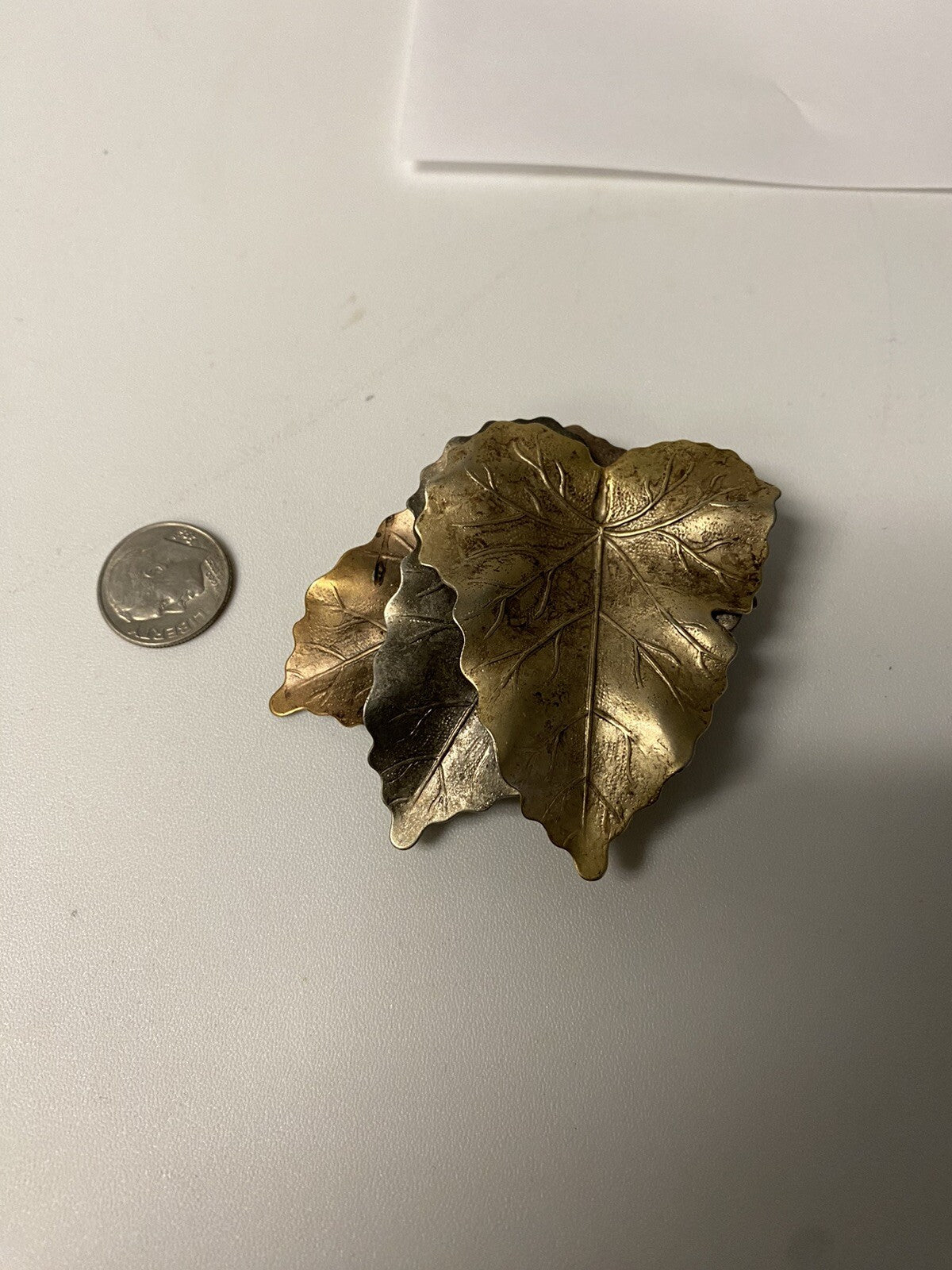 Leaf Pin 3" Large Brooch 3 Leaves Brass Copper Silver Fall Autumn T03