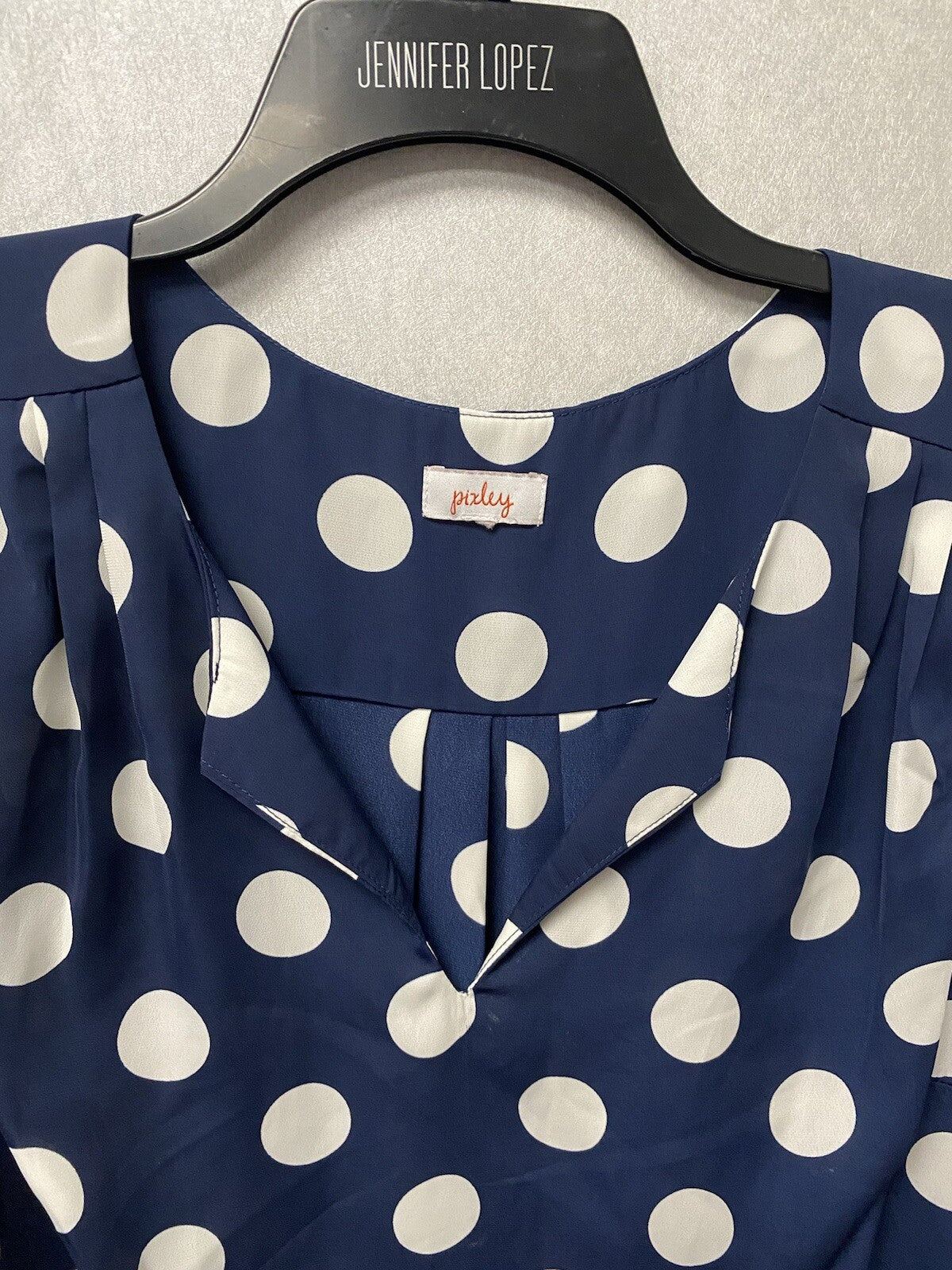 Pixley Blue/White Polka Dot Top Size XL