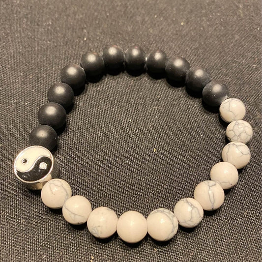 Black and White Peace Stoned Bracelet