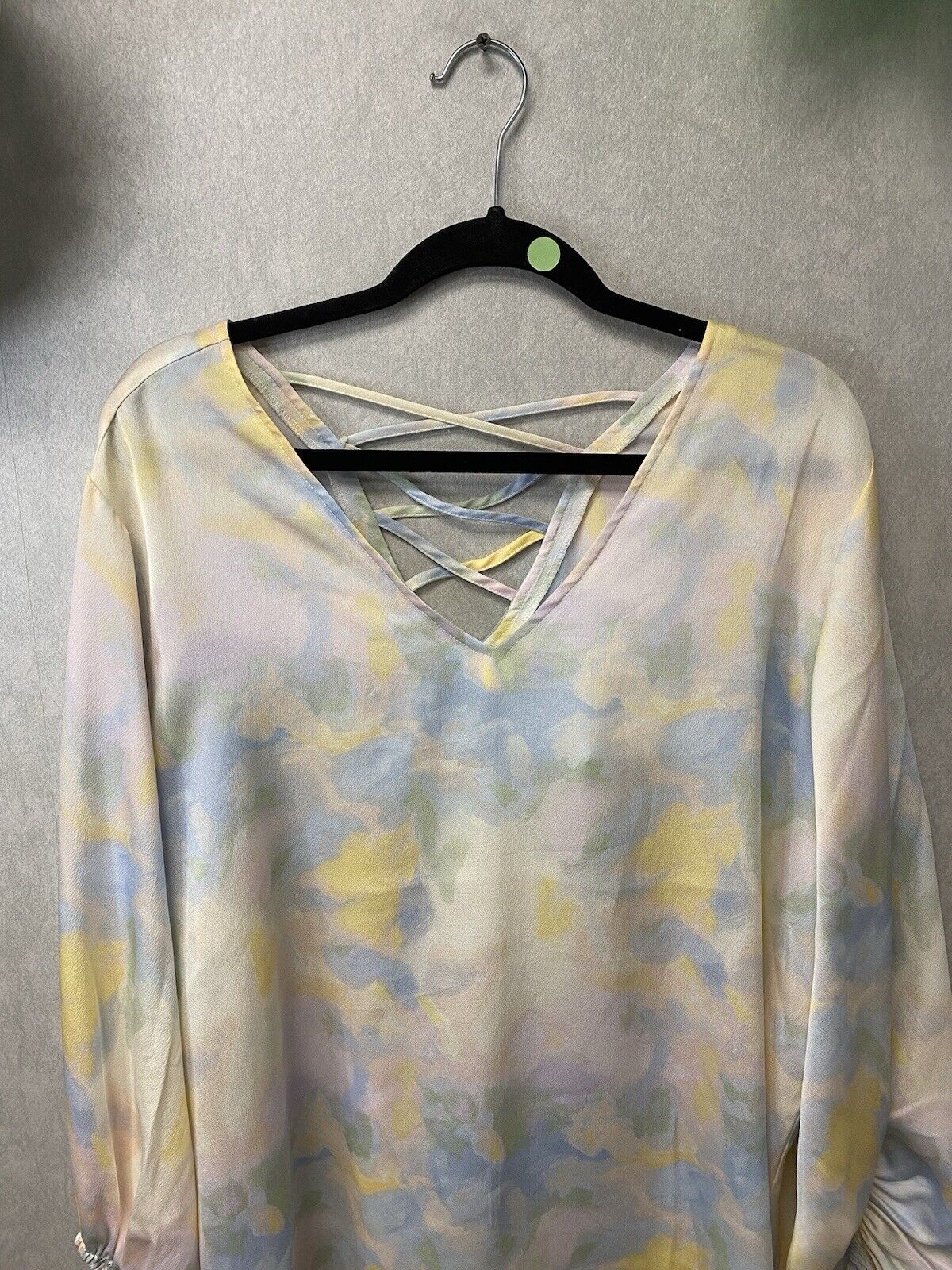 Cato Blouse Multicolor Pastel Abstract Balloon Sleeves Pullover Sz 18/20w