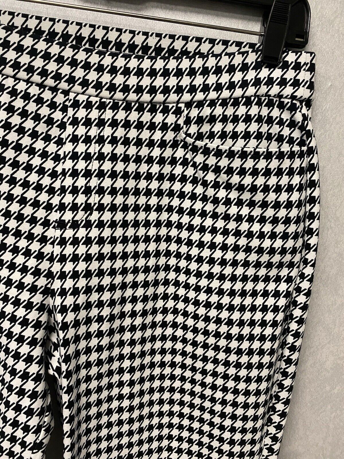 Susan Graver Pants Women Sz MP Weekend Black White Check Gingham Elastic Stretch