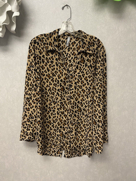 Massini Shirt Animal Print Long Sleeve Blouse Size Xl