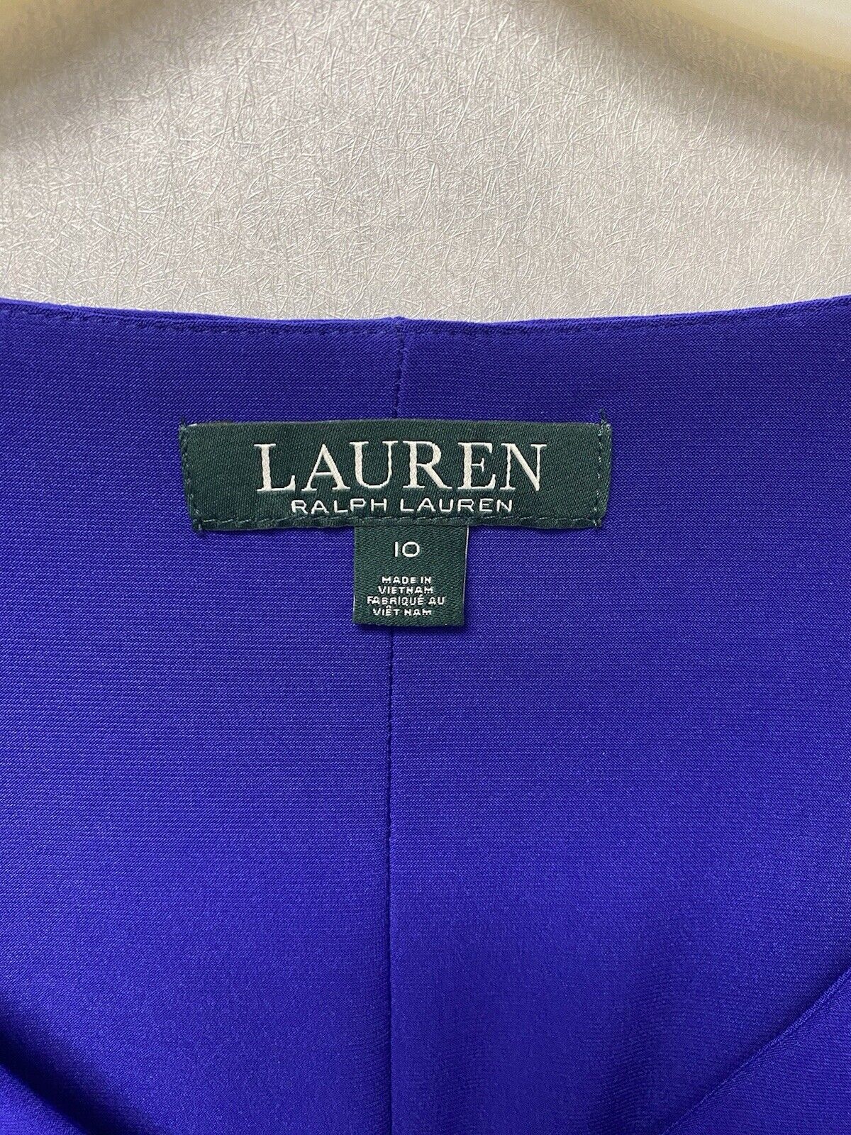 LAUREN RALPH LAUREN Women's Royal Blue Bell Sleeve V-neck Shift Dress Size 10