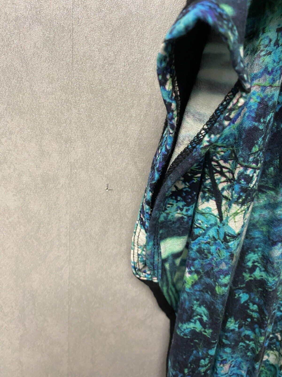 Karen Kane Green/ Blue Paisley Chiffon Blouson Scarf Top Poncho Lined Large