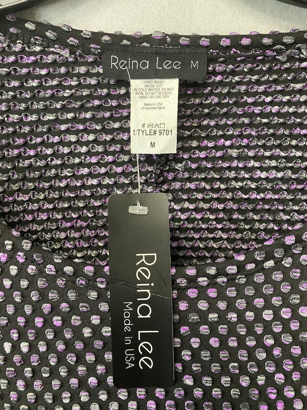 Reina Lee Purple/Black Textured Sweater With Peaks Size Med