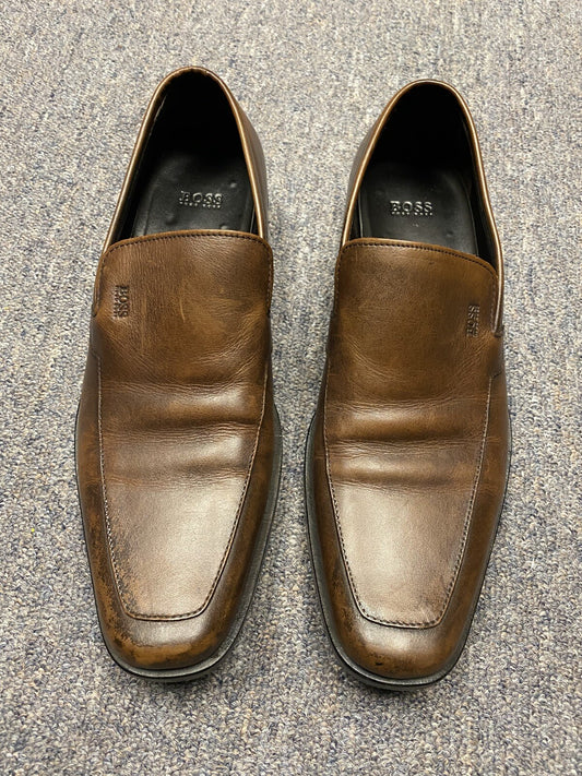 Hugo Boss Chesterfield Brown Slip On Shoes Mens size 8