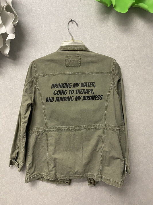 Custom Merona women's jacket green, size Large. Drinking my Water…