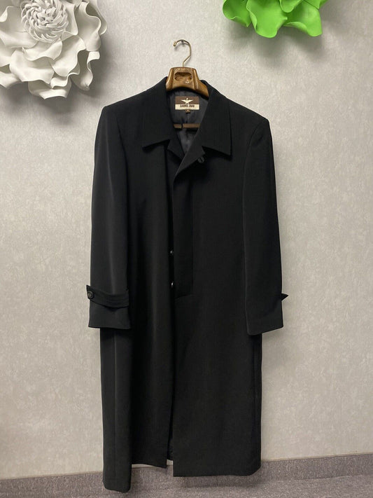 Carmel Zhao Designer Black Overcoat Trench  DressCoat Lightweight Maxi Womens M