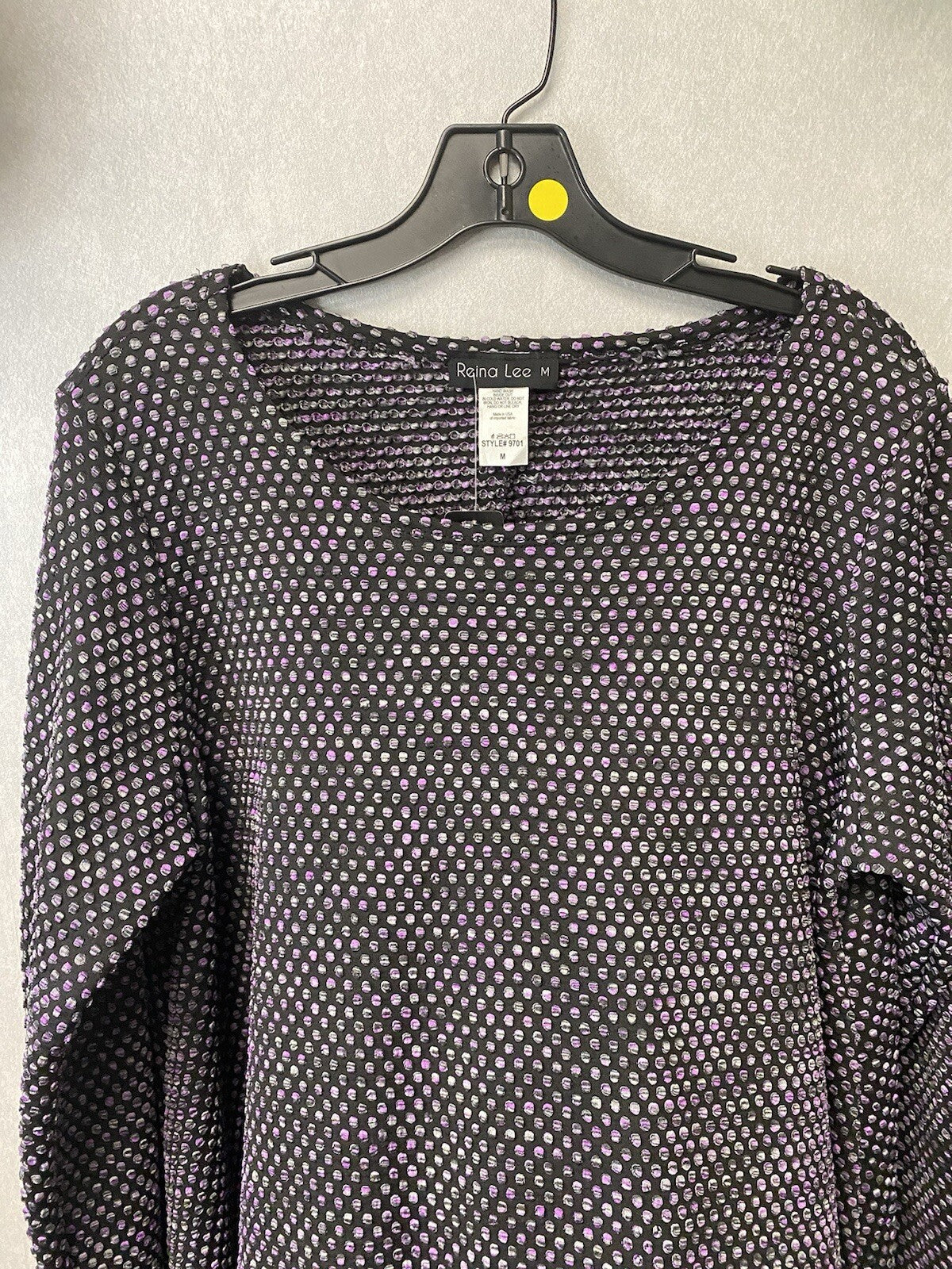 Reina Lee Purple/Black Textured Sweater With Peaks Size Med