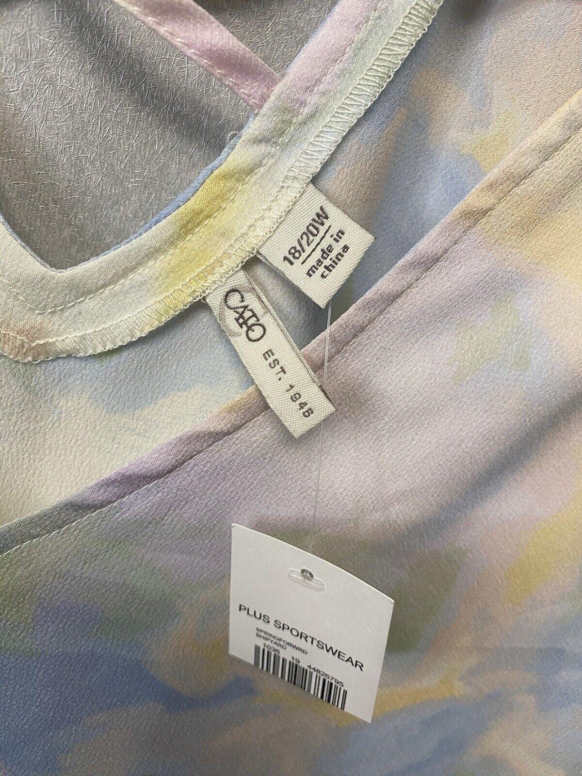Cato Blouse Multicolor Pastel Abstract Balloon Sleeves Pullover Sz 18/20w