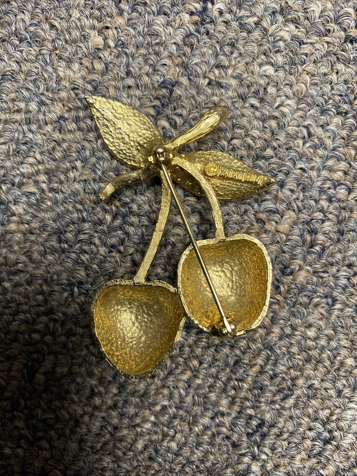 Vintage Sarah Coventry Golden Cherries Brooch, Gold Plated, 1966
