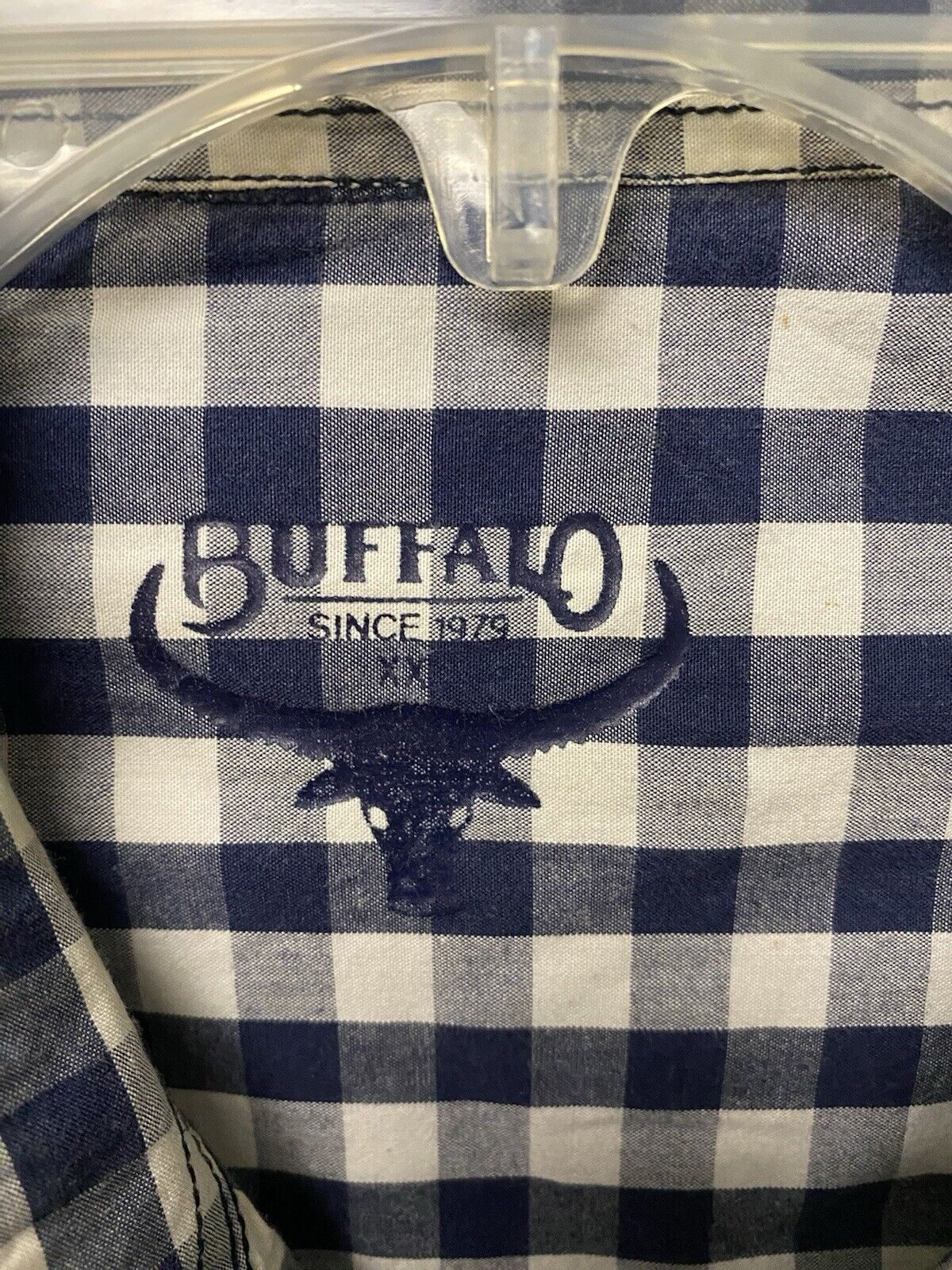 Buffalo Blue/White Plaid B/D Short Sleeve Shirt Size XXL