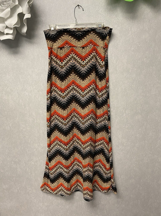 HOT KISS Brown/Orange Max Skirt Knit Hippie Boho Geometric Pattern Sz Small